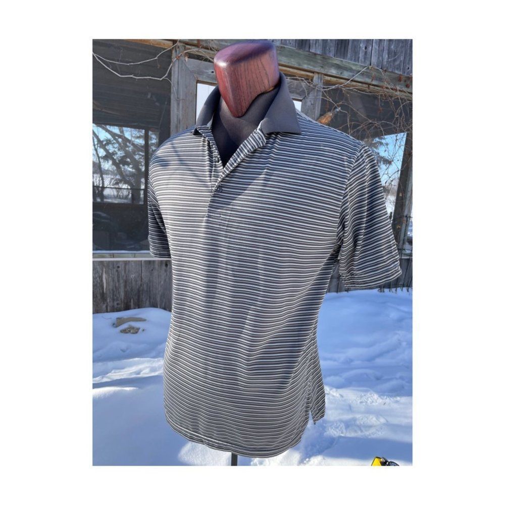 Snake Eyes Dry 18” Golf Polo Shirt Stripes Collar Grey Activewear Sz M